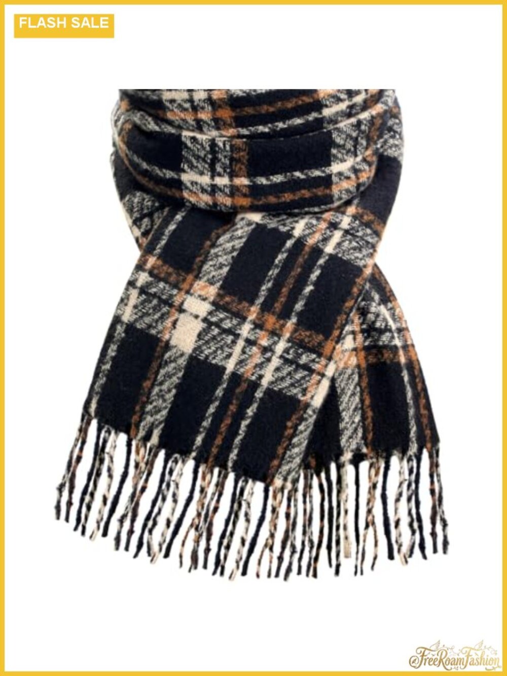 Women's Plaid Blanket Scarf Fringe Polyester Winter Shawl Wrap